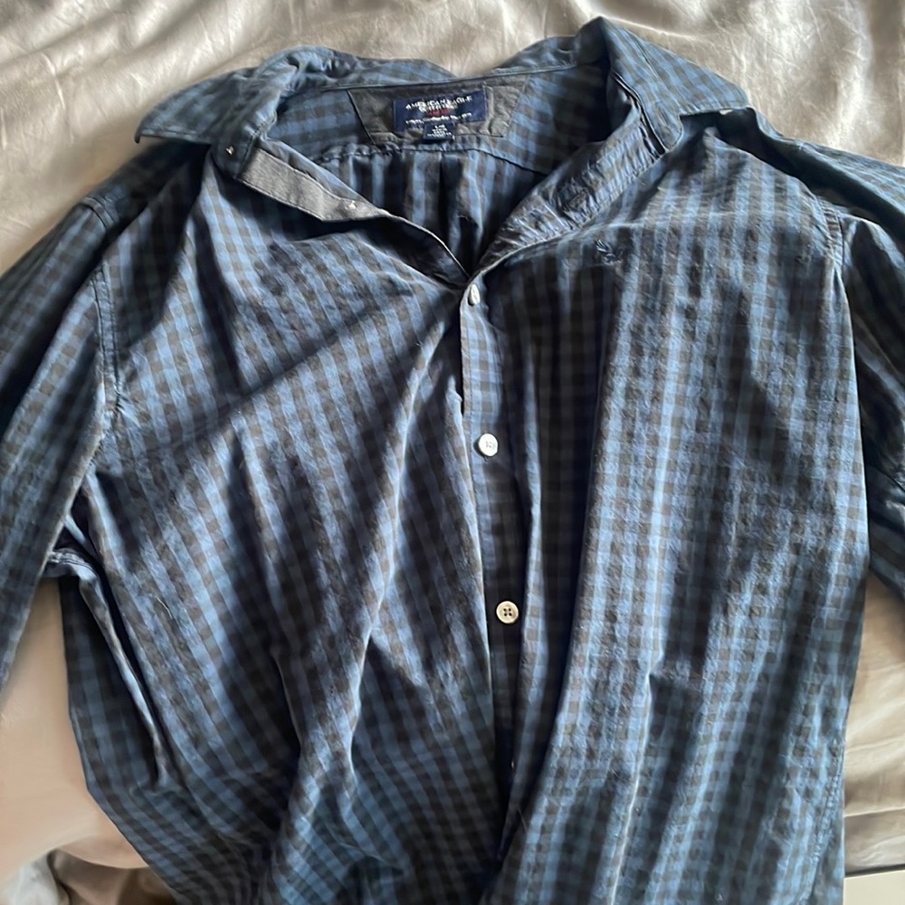 J Crew Black and Blue Checkered polo